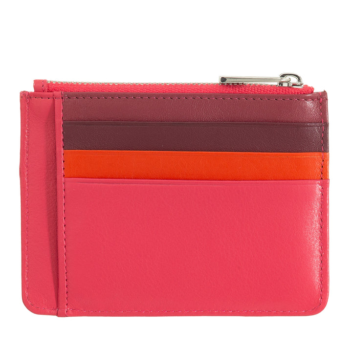DuDu Creditcards tas in een echte kleurrijke lederen portemonnee met zip