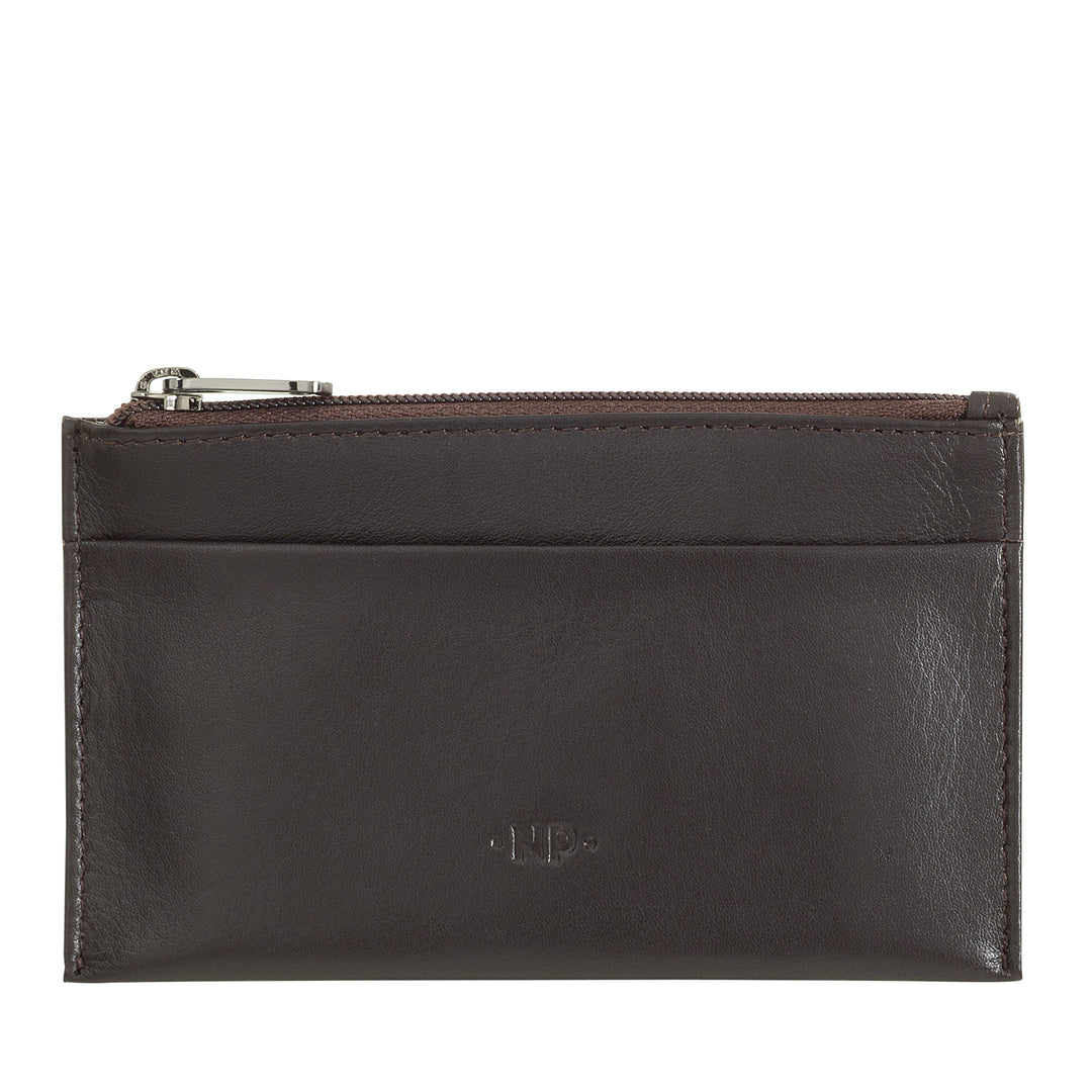 Nuvola Leather nøkkelring og portamonete i Vera Nappa skinnpakkeveske med glidelås og 2 ringer for nøklene