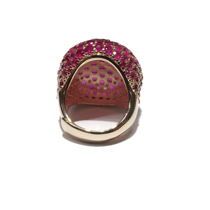 Capodagli anello Morositas argento 925 finitura PVD oro rosa quarzi rubino fucsia CPD-ANE-ARG-0001-RO - Capodagli 1937