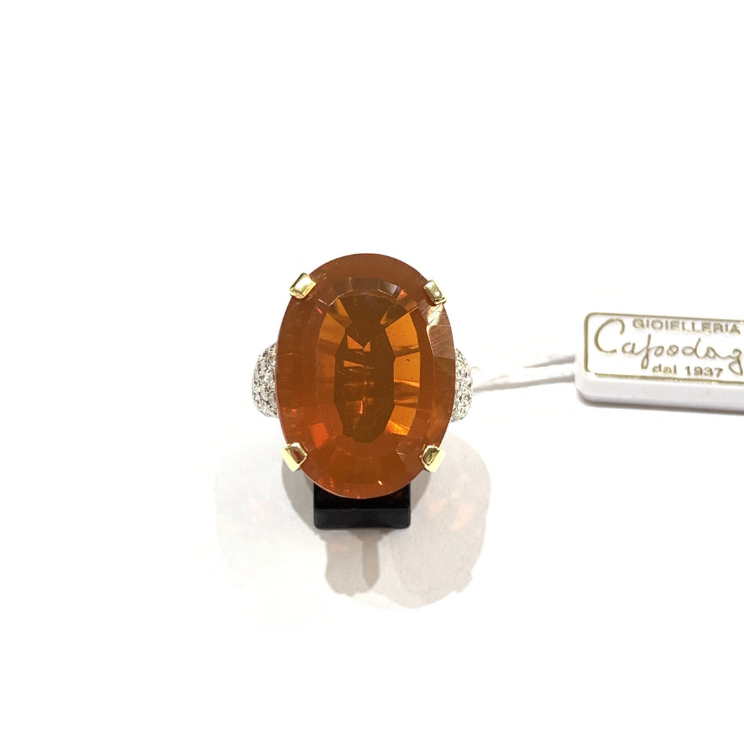 Capodagli anello oro giallo 18kt Opale di Fuoco e Diamanti - Gioielleria Capodagli