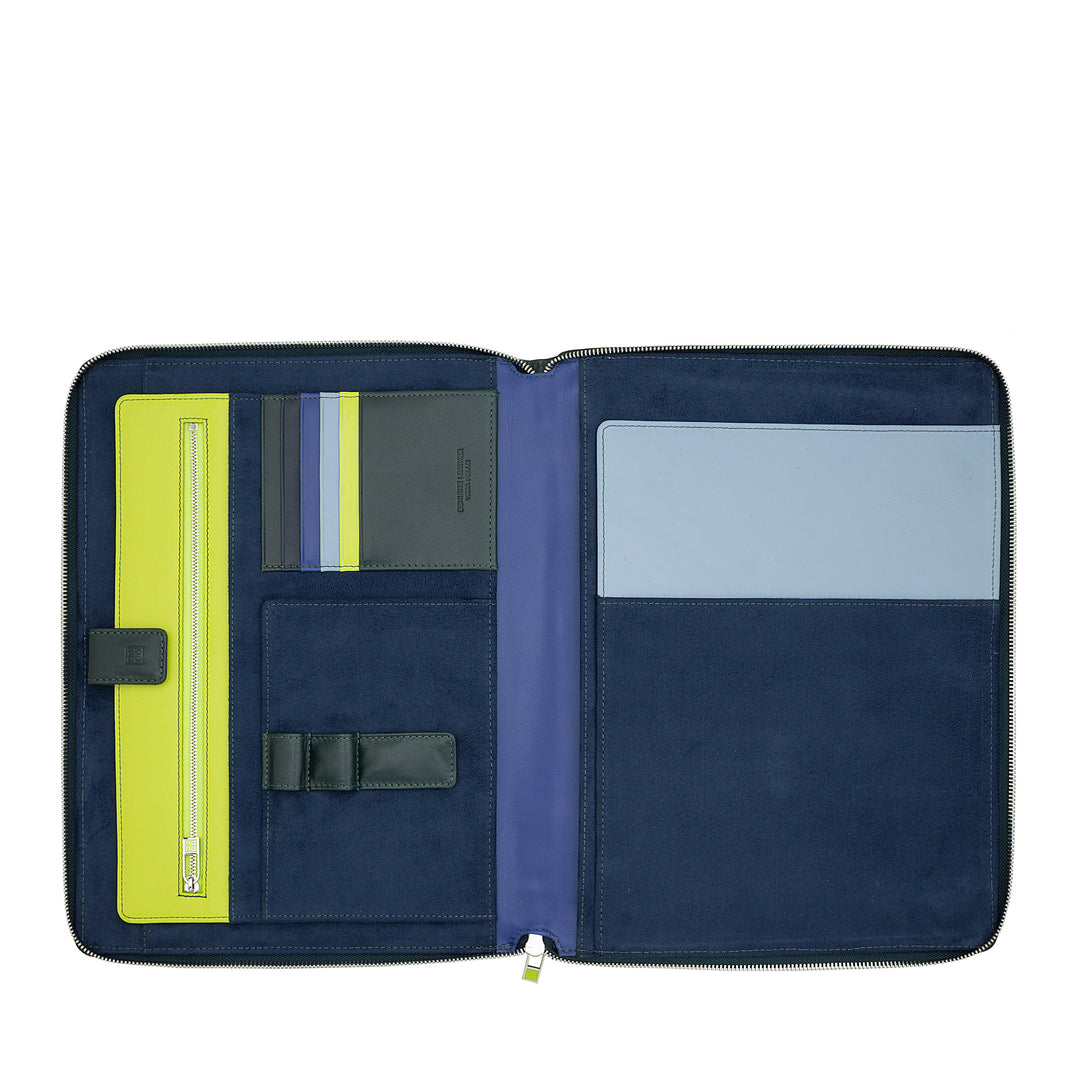 DuDu Бумажник A4 с кожаным молнией Nappa Organizer с застежкой-молнией с корпусом для планшета