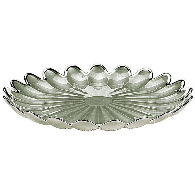 Ottaviani flat centerpiece daisy 22cm silvered glass sage green 800369V