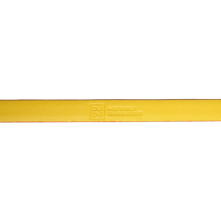 DuDu حزام نسائي من جلد طبيعي صنع في إيطاليا ثنائية اللون H 12mm مشبك قصير مع دبوس