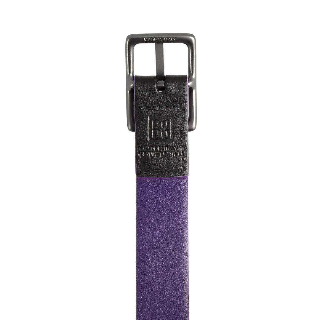 DuDu Cinturón de mujer de cuero genuino Made in Italy Bicolor Shortiable H 24mm con hebilla de metal