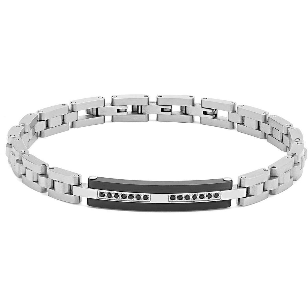 Comete Bracciale Zip 21cm spinello acciaio finitura PVD nero UBR 982 - Gioielleria Capodagli