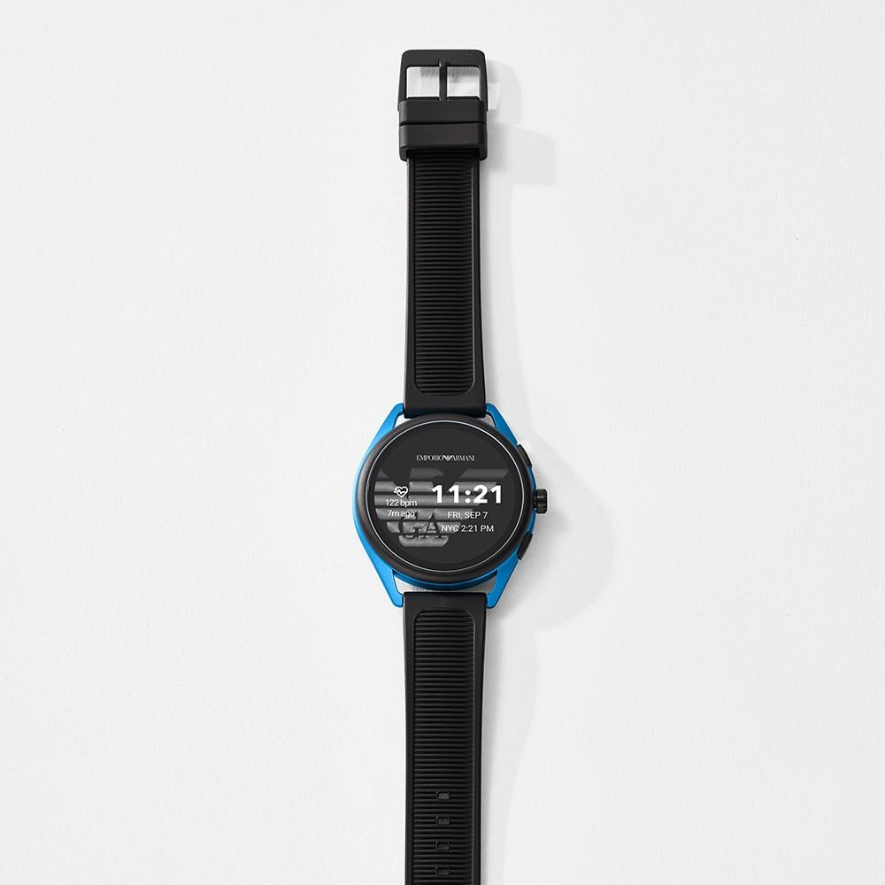 Emporio Armani Connected orologio smartwatch Matteo Gen 5 alluminio blu silicone nero ART5024 - Gioielleria Capodagli