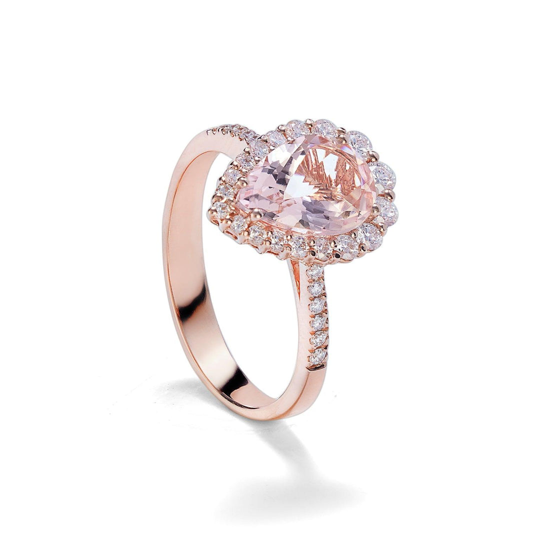 Golay Anello Morganite Goccia e Diamanti - Capodagli 1937