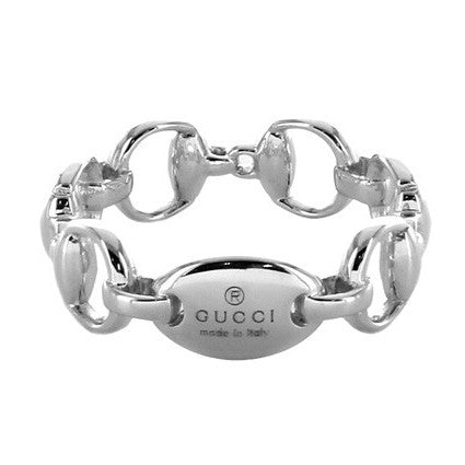 Gucci anello Horsebit oro bianco 18kt misura 12 181361 J8500 9000 - Gioielleria Capodagli