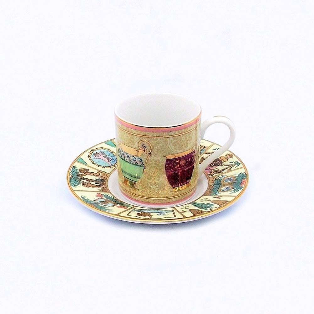 Gucci servizio da caffè 15 pezzi 12 tazzine caffettiera lattiera zuccheriera porcellana finiture oro A/0344 - Gioielleria Capodagli