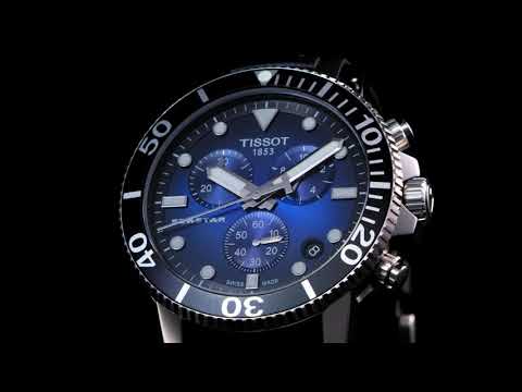 Часы Tissot Seastar 1000 Chronograph 45,5 мм зеленый кварцевый сталь T120.417.11.091.01