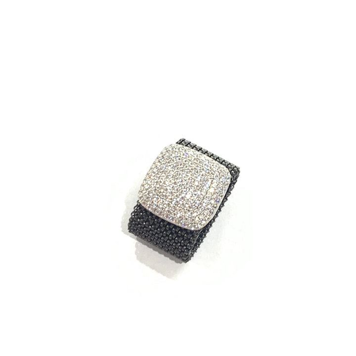 Idandi anello Allure Carrè acciaio finitura PVD nero argento 925 cubic zirconia AN-CARRE-ZIRC - Capodagli 1937