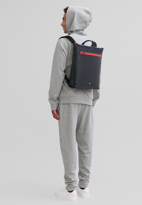 DuDu Lederen rugzak voor heren, draagbare MacBook -pc -rugzak tot 16 inch, werk rugzak voor reizen met rits en trolleyaanval