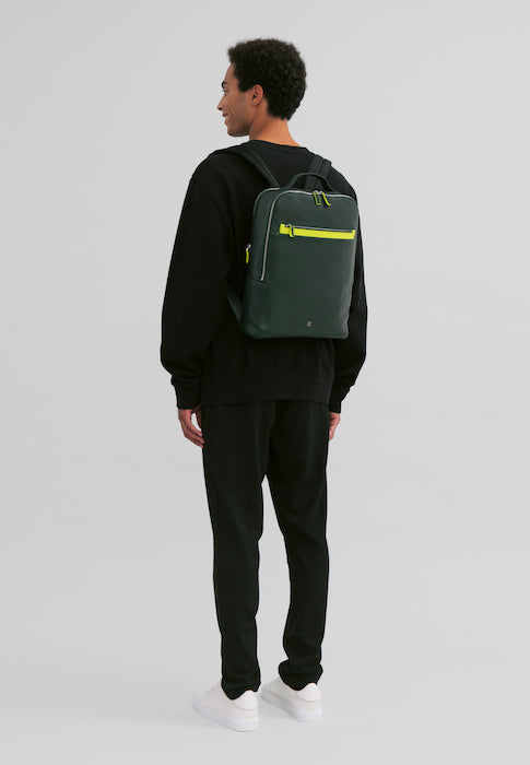DuDu Bärbar PC -mäns ryggsäck och lädertablett, dubbel zip -anti -stift ryggsäck, resor ryggsäck med vagnattack