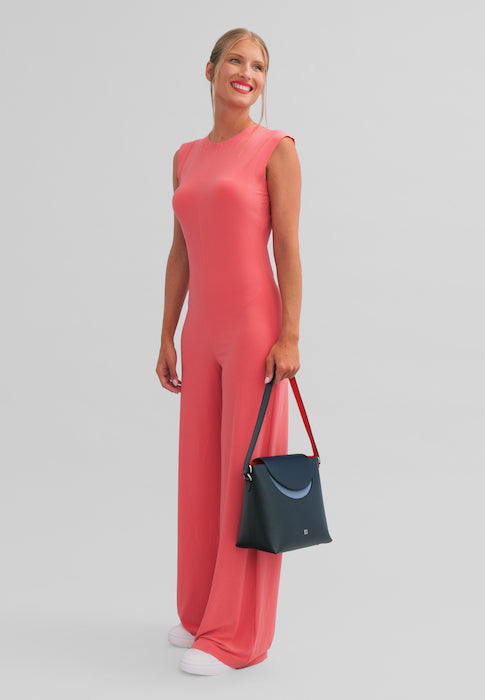 DuDu Kvinners bøttepose med laget i Italia skinnskulderstropp skulderveske, magnetisk klaff