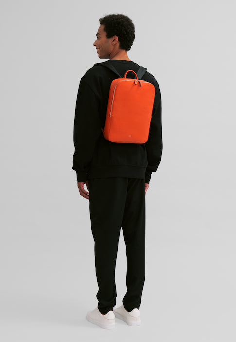 DuDu PC -ryggsäck upp till 14 tum i verkligt färgstarkt elegant läder, bärbar MacBook -ryggsäck och iPad -surfplatta med dragkedja