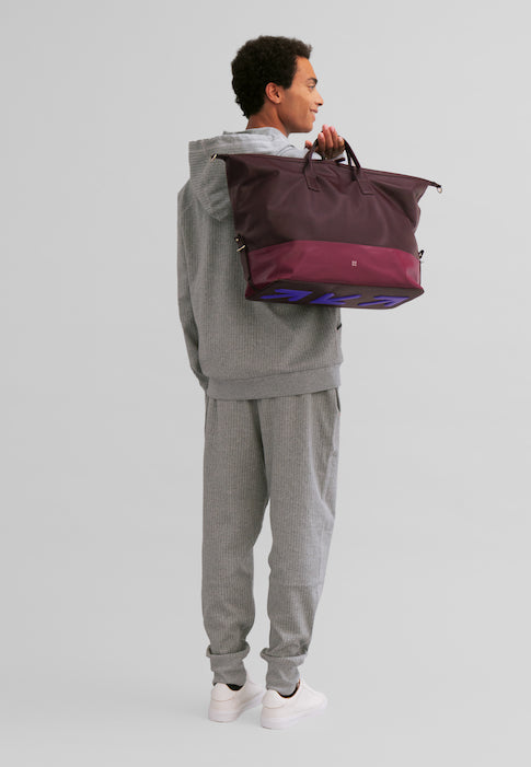 DuDu Resväska män i läderkvinna, helgväska med två handtag, handbagage eller axelrem 28 liter med dragkedja
