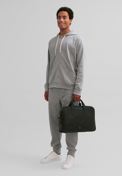 DuDu 男式女式皮革工作包,PC或MacBook手提包,长达16英寸,办公文具手提包,带肩带,手柄和双拉链