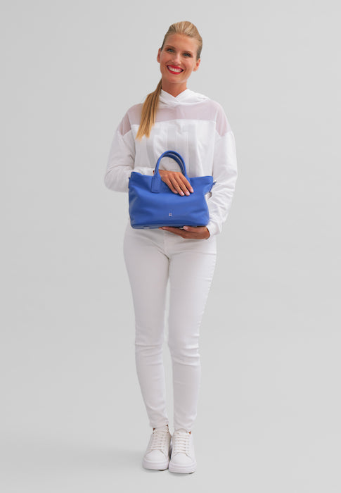 DuDu Håndpose i læder med skulderrem, lille skulderpose med lynlås og aftagelig skulderrem, farverig elegant håndtaske