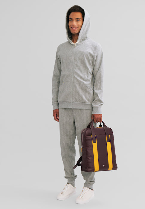 Dudu男士真正的皮膚背包，PC背包最多16英寸，平板電腦支架，帶有典雅的五顏六色商務的背包，帶有手推車攻擊