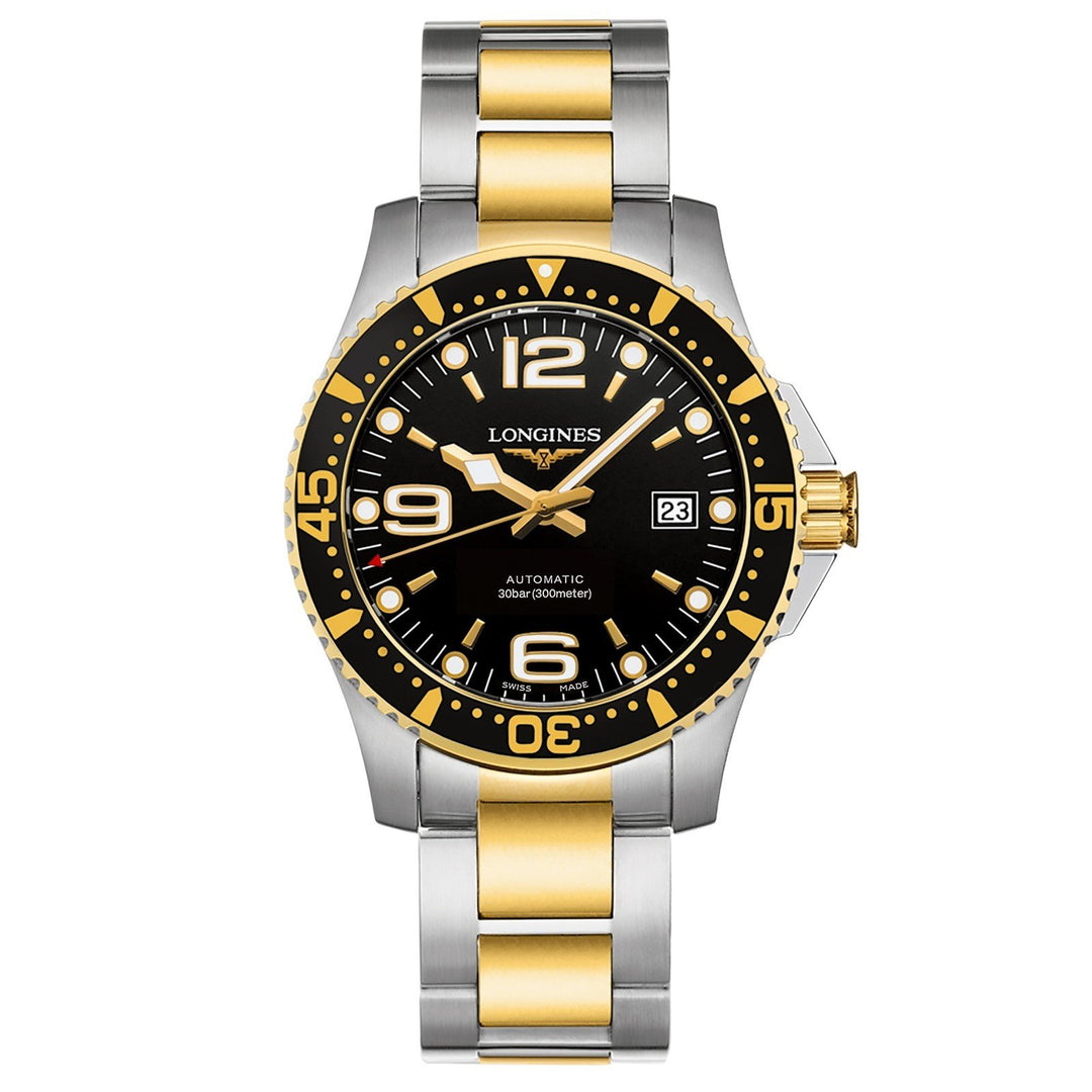 Longines orologio Hydroconquest  nero automatico acciaio finiture PVD oro giallo L3.742.3.56.7 - Gioielleria Capodagli