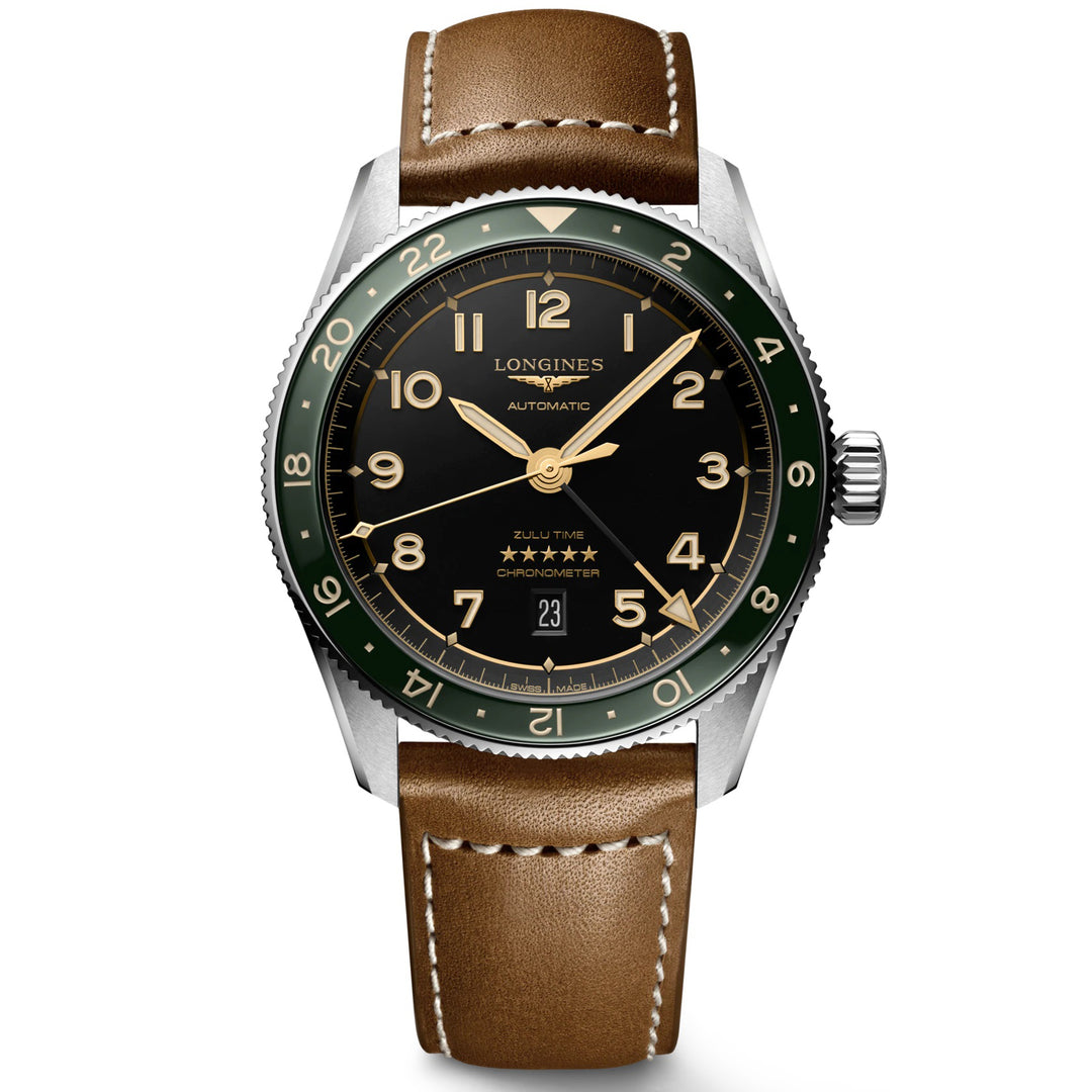 Relógio Longines Spirit Zulu Time 42mm cinza antracite automático aço L3.812.4.63.2