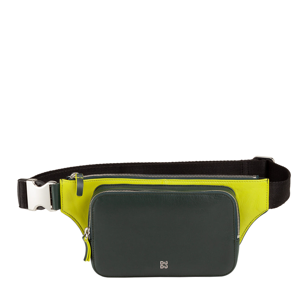DUDU Men's Colored Leather Bag, Elegant Capacity Travel Bag with Pocket Mobile Phone
