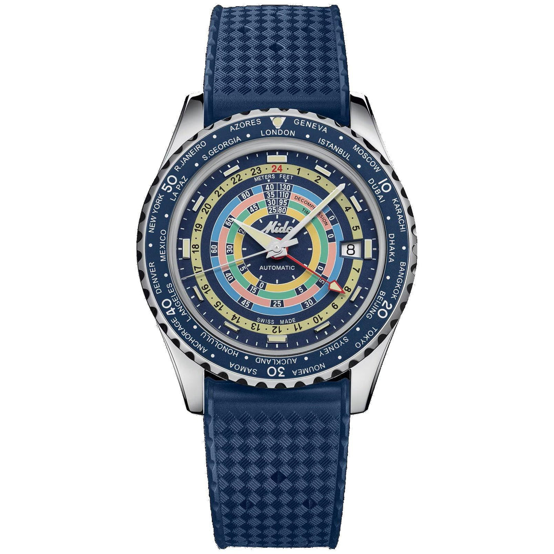 Mido orologio Ocean Star Decompression Worldtimer Special Edition 40mm blu automatico acciaio M026.829.17.041.00 - Capodagli 1937