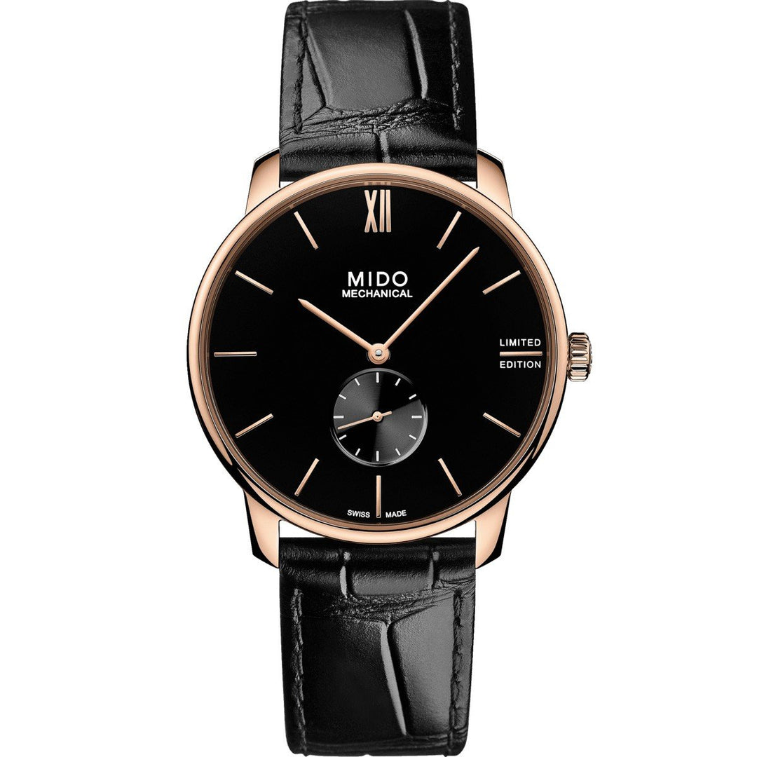 Mido orologio uomo Baroncelli Mechanical nero 39mm Limited Edition acciaio pvd oro rosa carica manuale M037.405.36.050.00 - Gioielleria Capodagli