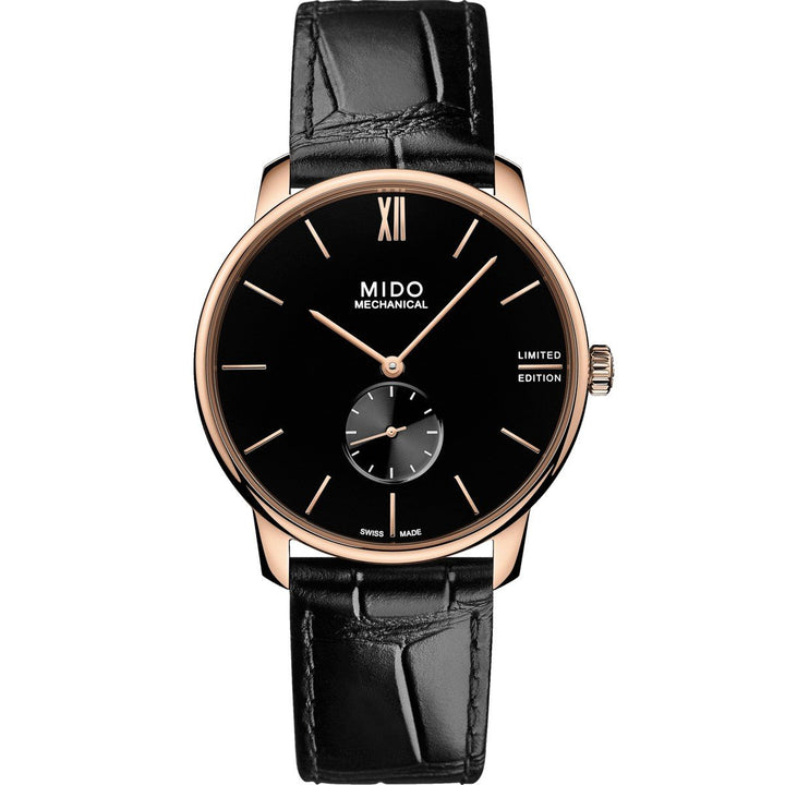 Mido orologio uomo Baroncelli Mechanical nero 39mm Limited Edition acciaio pvd oro rosa carica manuale M037.405.36.050.00 - Gioielleria Capodagli