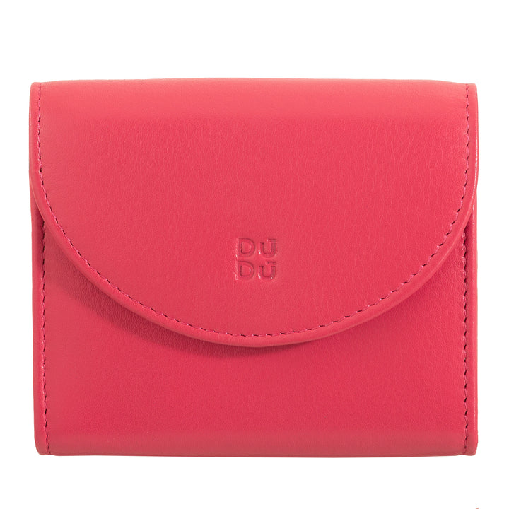 DuDu محفظة نسائية ضئيلة من الجلد الحقيقي مع محفظة عملة الرمز البريدي, زر الإغلاق, محفظة مدمجة ملونة