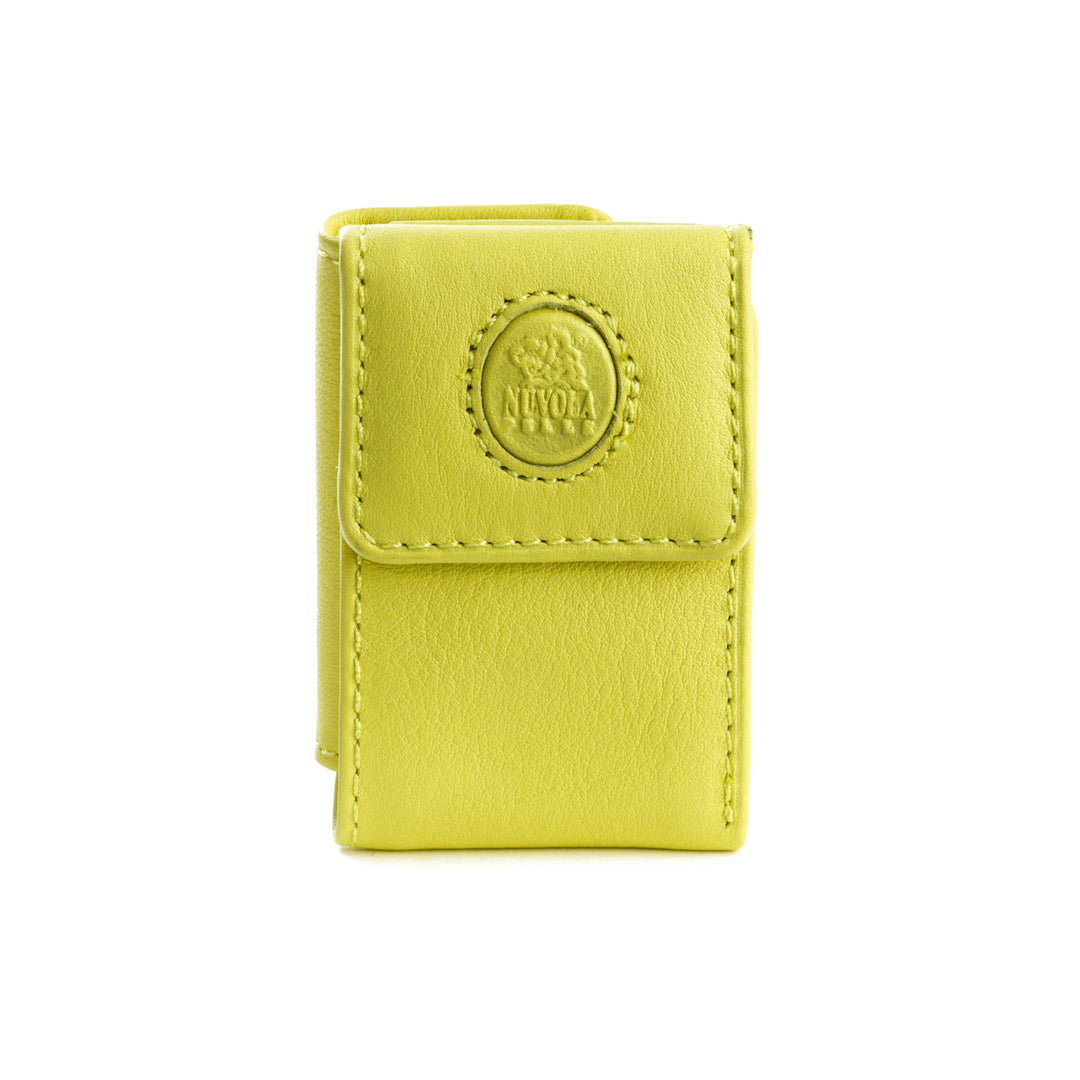 Nuvola läder mini plånbok med mäns hand i riktigt läder med knappstängning och sedlarhållare