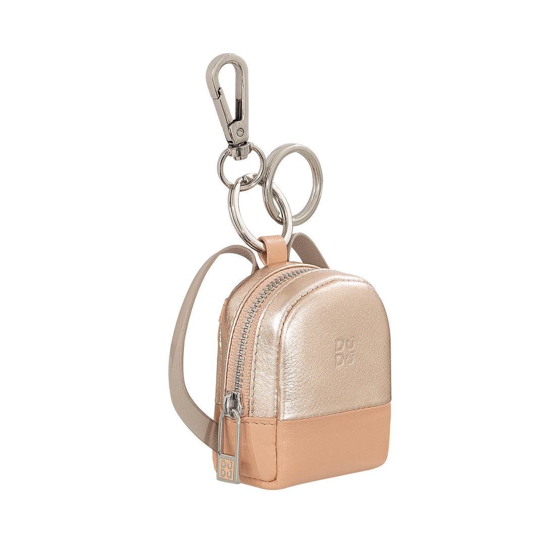 DUDU Coin Bag with Women's Leather Keyring, Mini Backpack Design, Double Ring and Carabiner for Keys