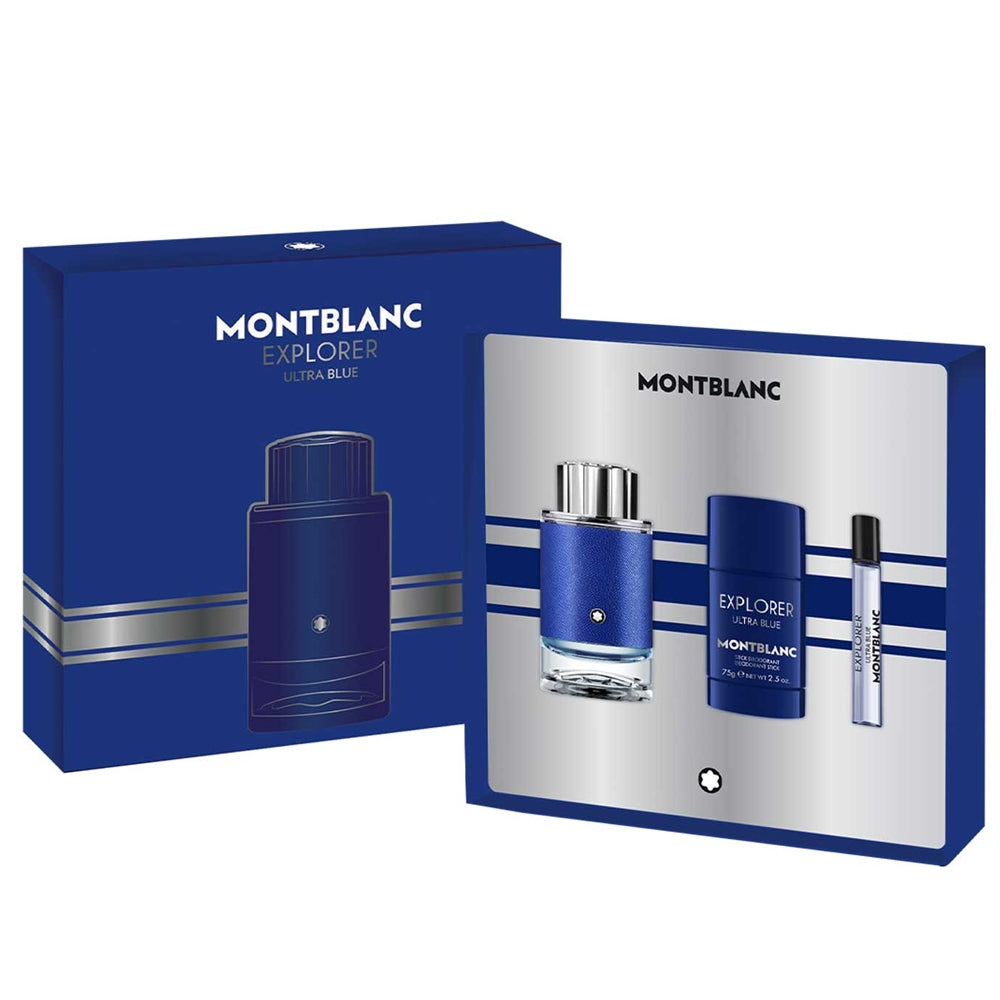 Montblanc Explorer Ultra Blue Set (EDP 100 ml + 7,5 ml + dezodorant stick 75g) 3386460130561