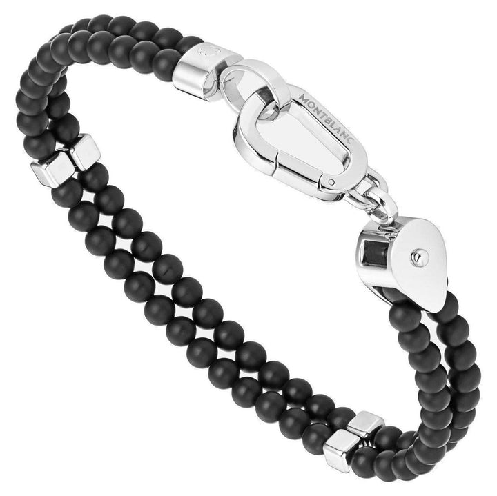 Montblanc bracciale doppio giro Wrap Me onice e acciaio misura M 12596663 - Capodagli 1937