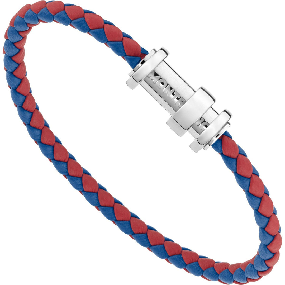 Montblanc bracciale Wrap Me pelle intrecciata rosso blu misura media 12378763 - Gioielleria Capodagli