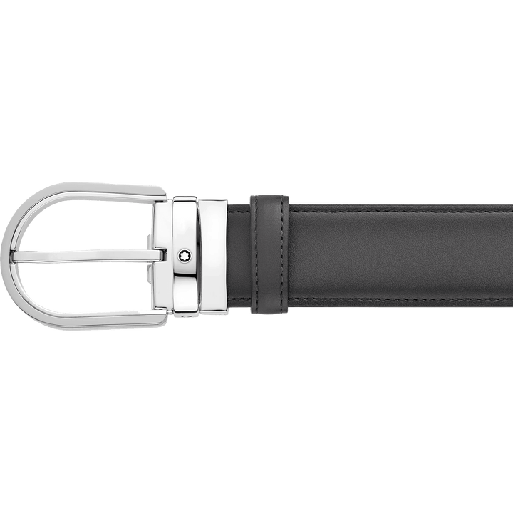 Montblanc cintura da 35 mm in pelle grigia con fibbia a ferro di cavallo 129437 - Capodagli 1937