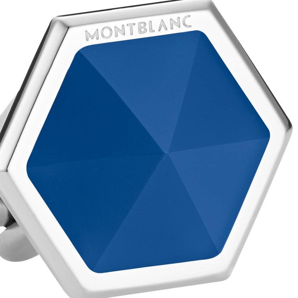 Montblanc gemelli Sartorial agata blu acciaio 118600 - Gioielleria Capodagli