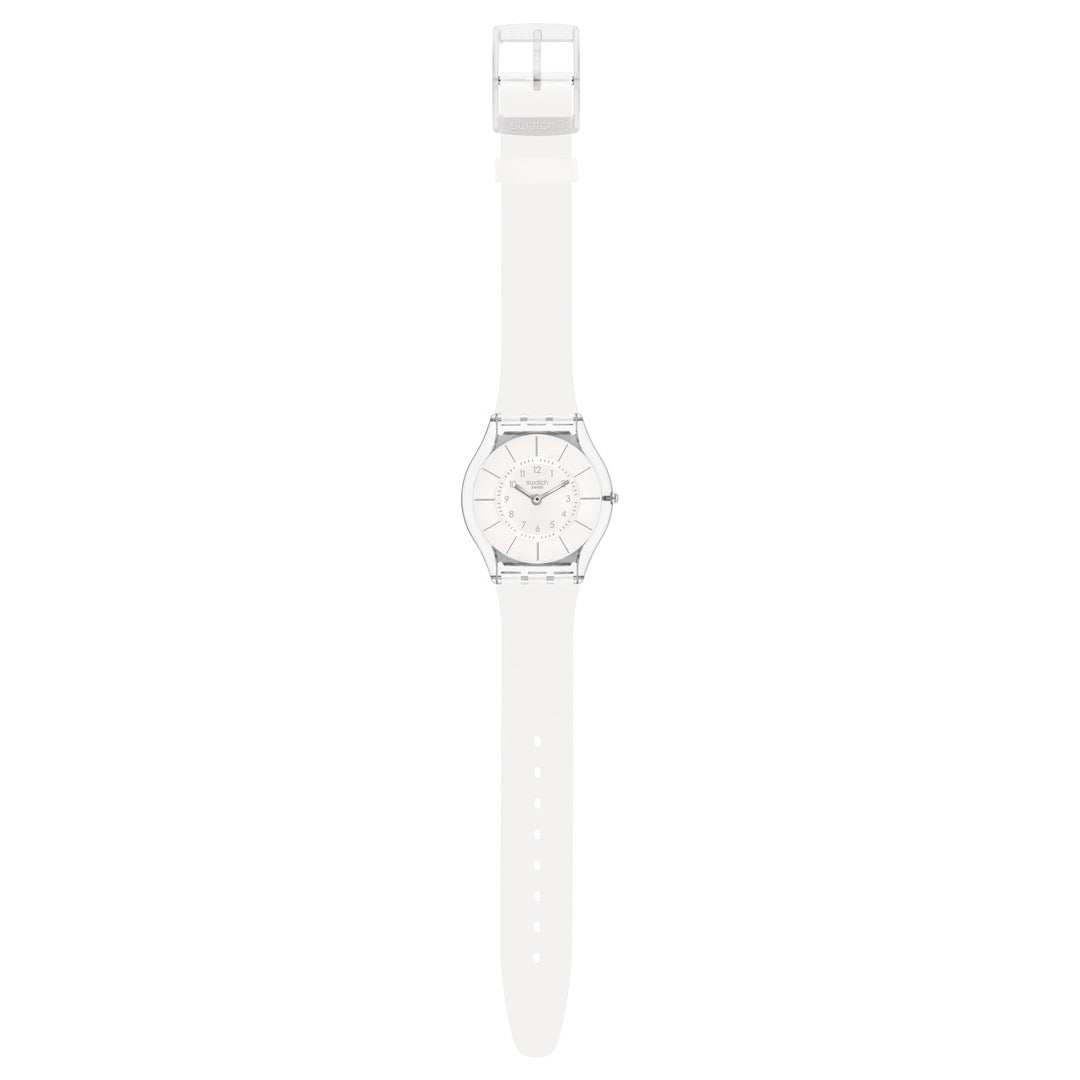 Swatch घड़ी सफेद क्लासिक फिर से मूल त्वचा 34mm SS08K102