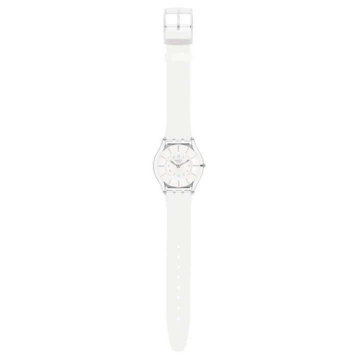 Swatch घड़ी सफेद क्लासिक फिर से मूल त्वचा 34mm SS08K102