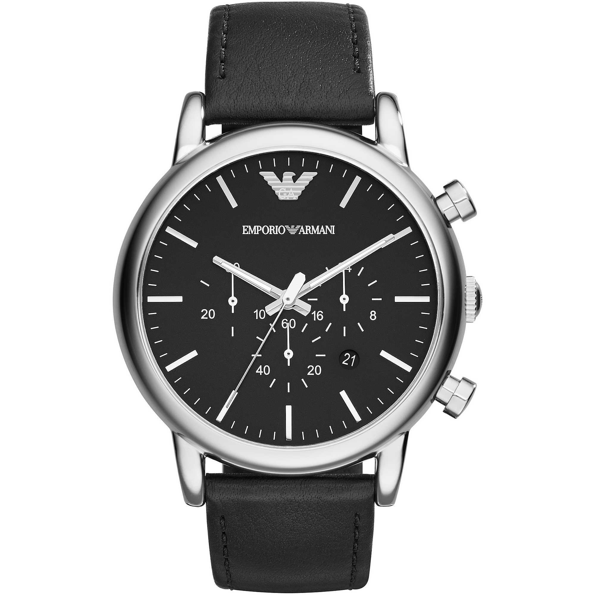 エンポリオアルマーニ腕時計メンズルイクロノグラフブラックレザースチールAR1828 – Capodagli 1937