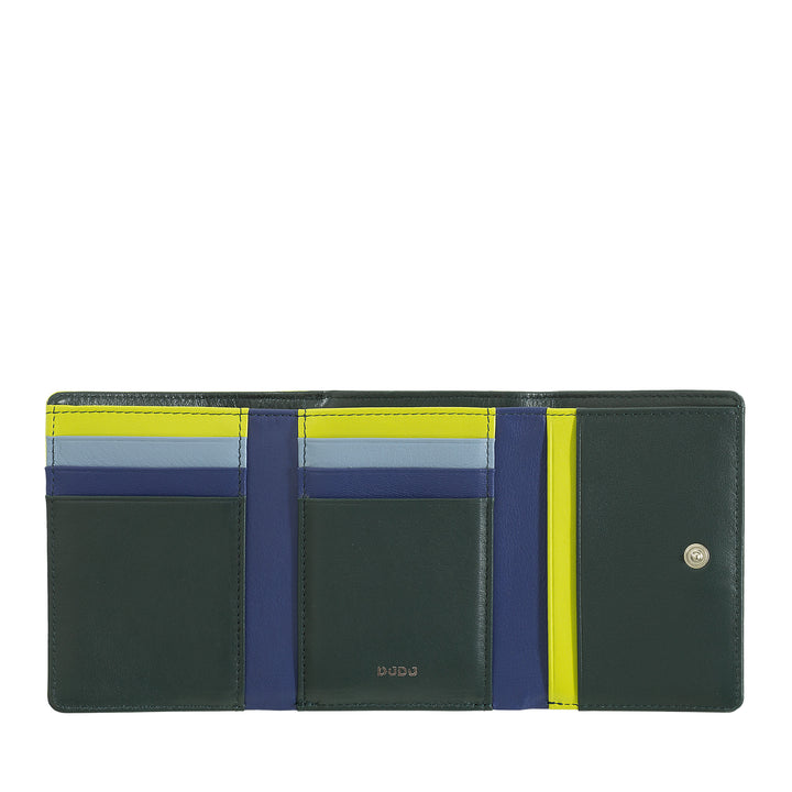 DuDu Små kvinnors plånbok i RFID -läder med kompakt Handcraft Holder 8 -kort