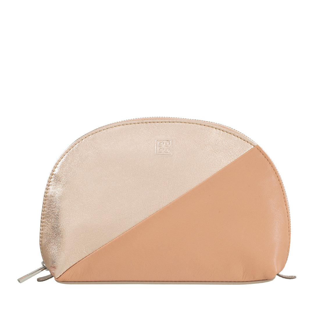 DuDu 美容旅行袋皮手提包化妆包粉红色时尚金属拉链Zip