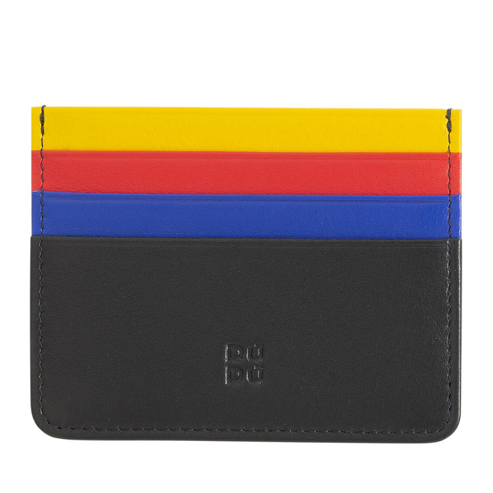 Porta-cartões de crédito de couro colorido Nappa 6 bolsos DuDu