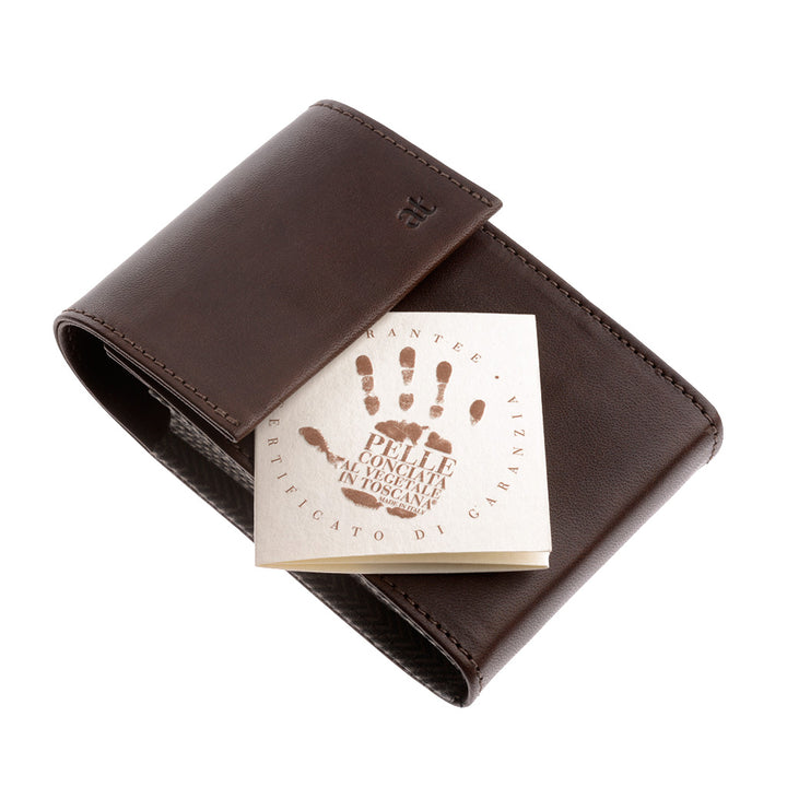 מחזיק כרטיסי אשראי אנטיקה טוסקנה בעור חלול קוטב ורה עם 11 תאים וסגירת כפתורים