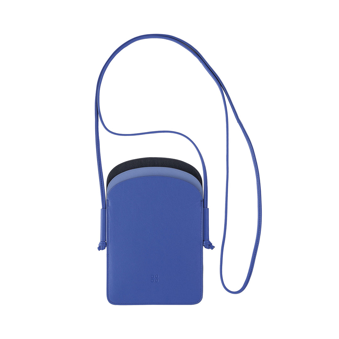 DuDu Mobiltelefonhållare från nackkvinna i läder, dubbel smarttelefonhållare ficka, kakelhållarficka, justerbar spets axelrem
