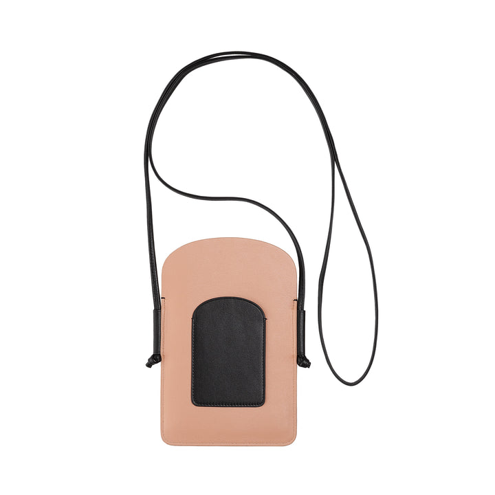 DuDu Mobiltelefonhållare från nackkvinna i läder, dubbel smarttelefonhållare ficka, kakelhållarficka, justerbar spets axelrem