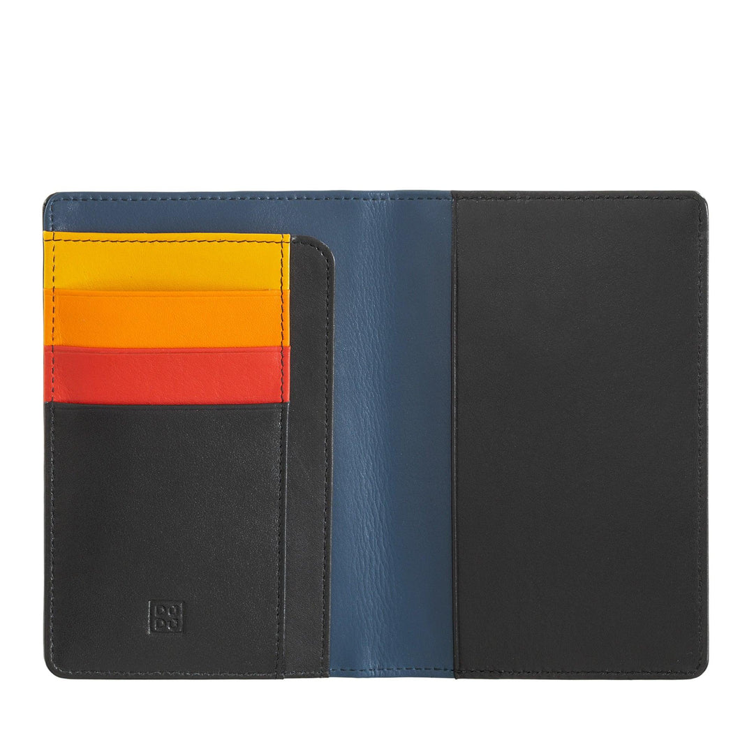 DuDu Porte-passeport en cuir et cartes de crédit RFID multicolores