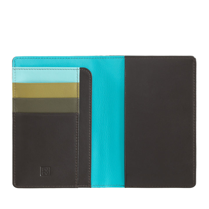 DuDu Porta-passaporte de couro e cartões de crédito RFID multicoloridos
