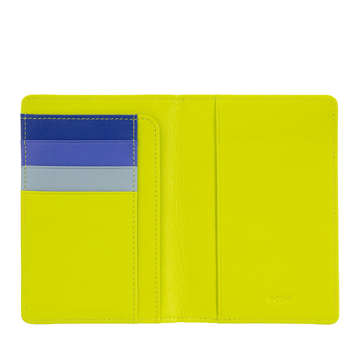 DUDU Porta passaporto pelle e carte di credito RFID multicolore