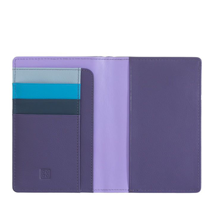 DuDu Porta-passaporte de couro e cartões de crédito RFID multicoloridos